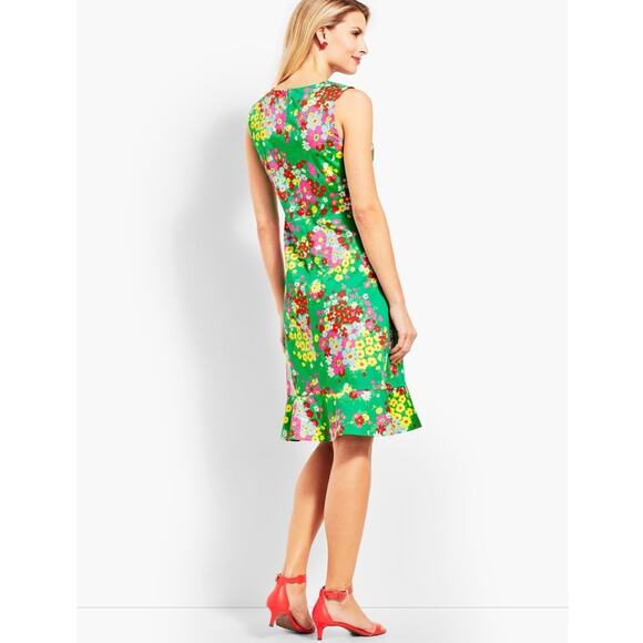 Talbots Springtime Floral Shift Dress in Green/Multicolor Size 2 Petite - Picture 2 of 13